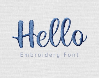 Script Embroidery Font | Elegant Calligraphy Alphabet | Native BX PES DST + 6 Formats | Instant Download | 10 Sizes | Hello