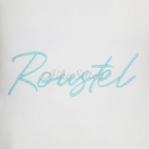 Roustel Embroidery font; Script Cursive Alphabet; Satin Stitch BX format; Instant Download Files - 5 Sizes - Bx, PES, DST + 5 Formats