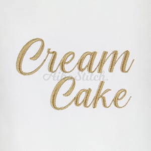 Cream Cake Modern Script Calligraphy Embroidery Font, Satin Stitch BX Alphabet Pes Dst Vp3 Jef, Exp, Xxx Hus Machine Embroidery Digital Font