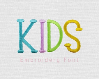Kids Embroidery font; Native Bx Fonts Alphabet; Satin Stitch BX format; Instant Download Files - 11 Sizes - Bx, PES, DST + 6 Formats
