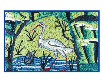 Mosaic Crane Needlepoint Tapestry Kit