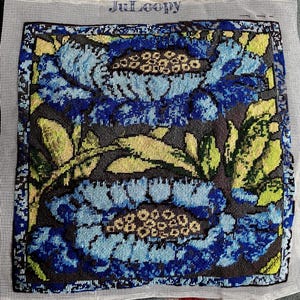 Floral Tile Needlepoint Tapestry Printed Canvas Kit