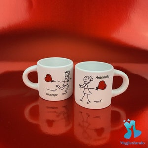 Personalized coffee cup anniversary birthday Valentine's day gift idea Coppia lui lei