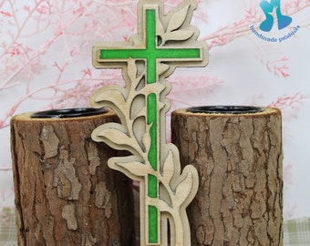 Cross in wood and resin "branch"