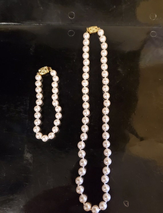 MONET knotted faux pearl necklace and bracelet set