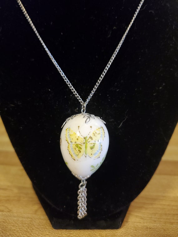 Hand painted Quail Egg pendant necklace