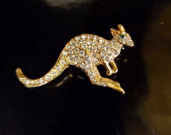 Kangaroo brooch with crystals