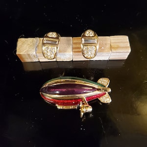 Swarovski Zeppelin brooch and Earrings