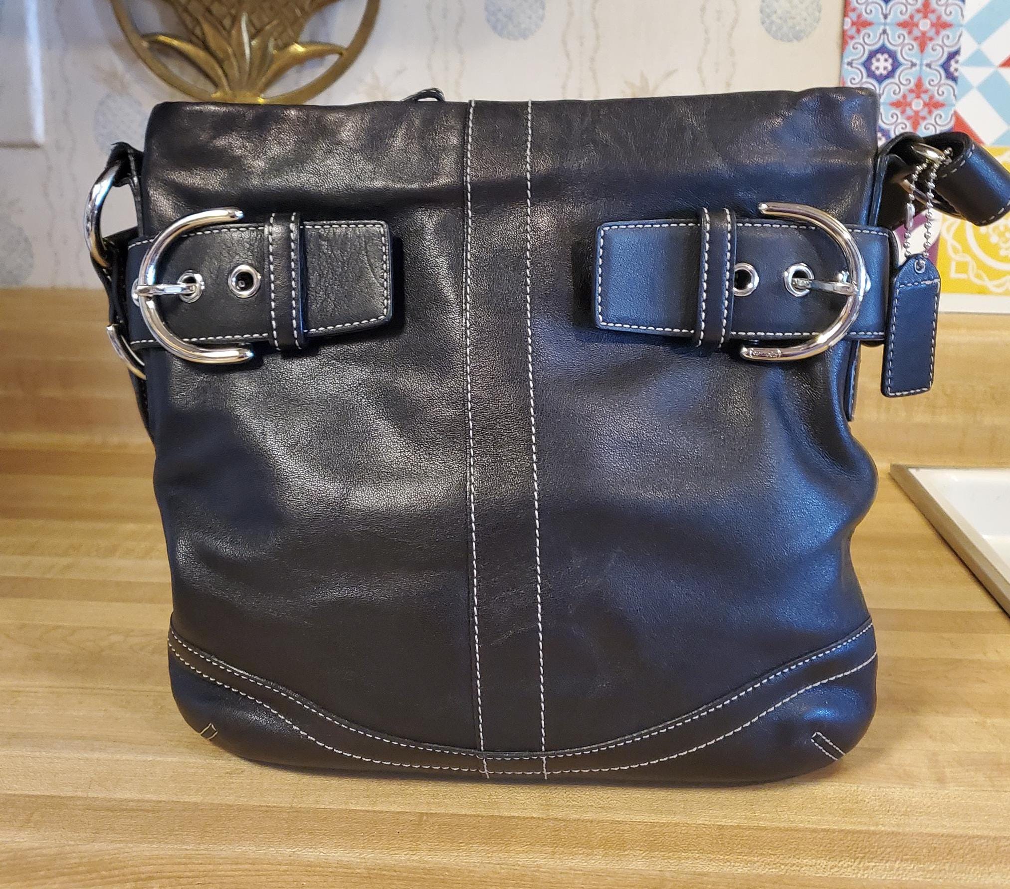 Coach Soho Leather Shoulder Bag Black Small Crossbody Purse