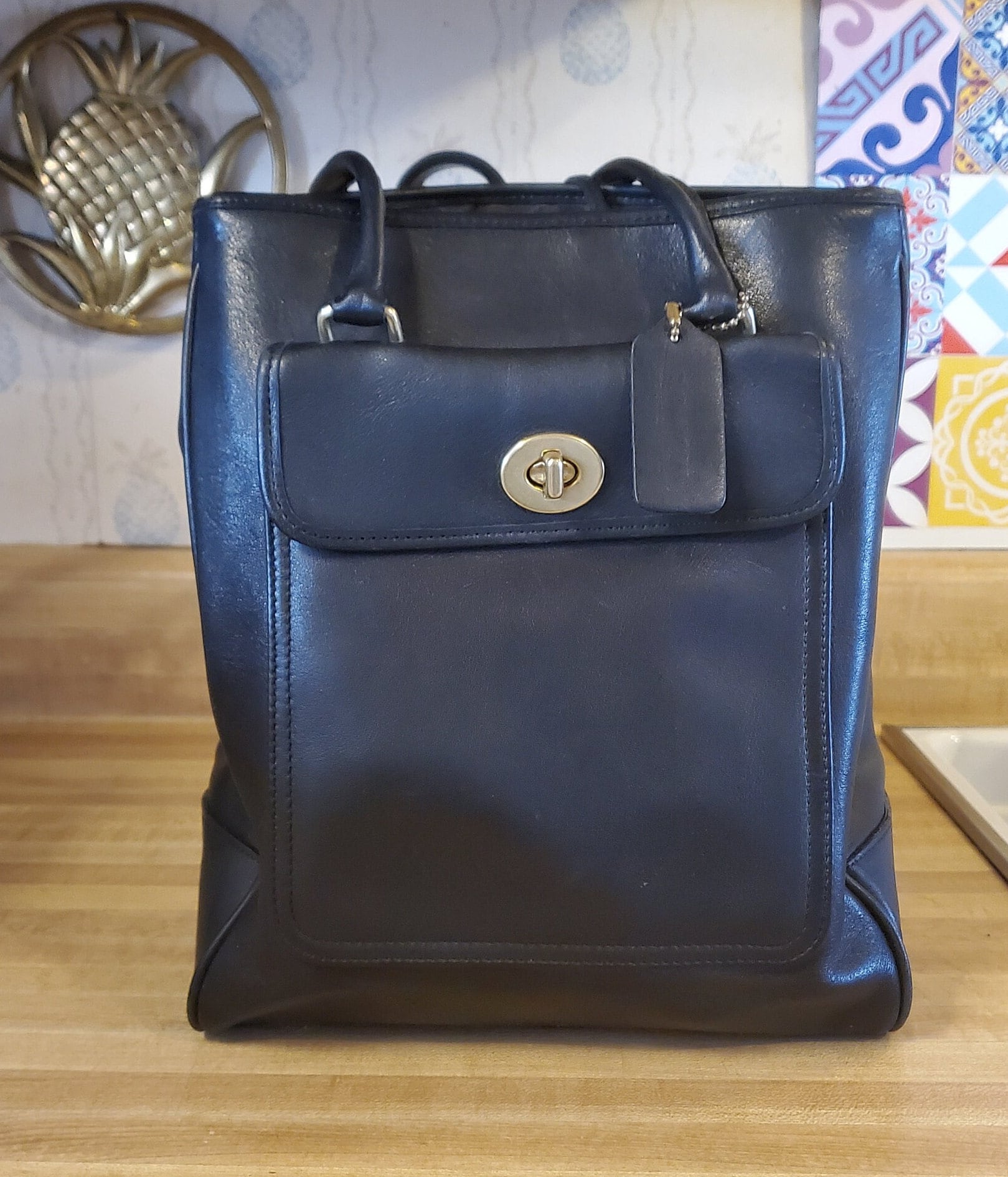 バッグ Vintage COACH Black Leather A4 Tote Bag Coach J1P-9714 - Etsy