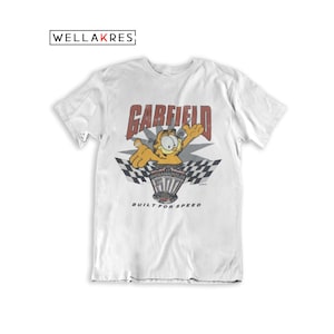 Funny Garfield Racing Speedway Faded Sports 1997 Indianapolis Vintage 90 White Unisex T-Shirt, Funny Tee