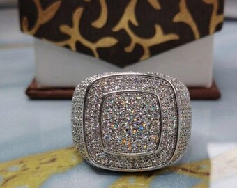 Mind Blowing Moissanite Ring, Solid Silver Ring, April Birthstone, Anniversary Men's Ring