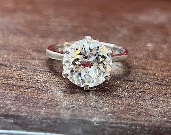 Natural Crystal Quartz Ring Sterling Silver 10×10 MM Round Cut Gemstone Anniversary Ring