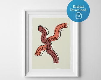 Bacon kitchen art, digital download, printable bacon strips picture, kitchen decor, food meat lover, cooking culinary chef, art for men