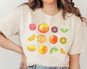 Oranges Food T-Shirt Garden Shirt Aesthetic Clothing Cottagecore Clothes Botanical Shirt Grapefruit Shirt Oranges Shirt Cottagecore Clothes