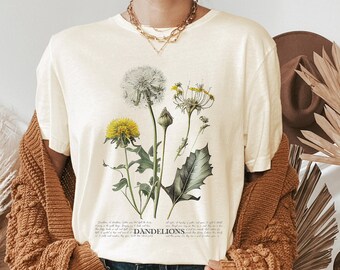 Dandelion Shirt, Inspirational Shirt, Meditation Gift, Yoga Shirt, Windflower Shirt, Shirt for Her, Botanical Shirt, Cottagecore Shirt