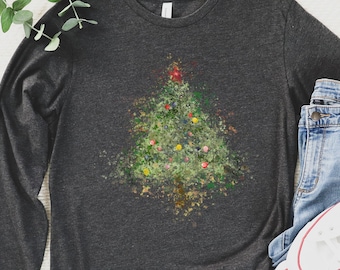 Christmas Shirts for Women, Christmas Long Sleeve Shirt, Christmas Tree Shirt, Holiday Shirts, Winter Shirt, Christmas light, Christmas Gift
