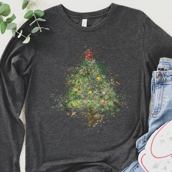 Christmas Shirts for Women, Christmas Long Sleeve Shirt, Christmas Tree Shirt, Holiday Shirts, Winter Shirt, Christmas light, Christmas Gift