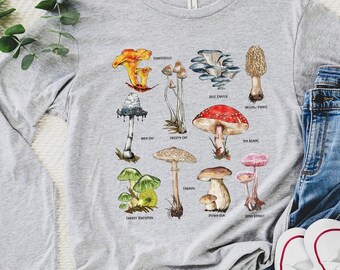 Long Sleeve Shirt Women Mushrooms Long Sleeve Tee Shirt Cute Mushrooms Fungi Plant Shirt Nature Lover Shirt Vintage Botanical tee