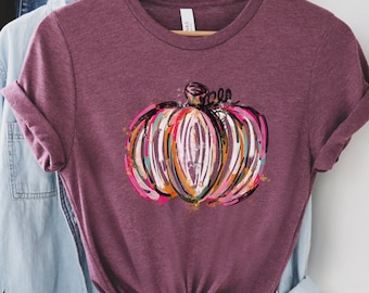 Pumpkin Fall tshirts Women, Pumpkin tshirt, Thanksgiving Tee, Cute Fall Shirt, Women&#39;s pumpkin tee, Colorful Pumpkin Shirt, Pumpkin spice