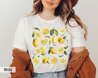 Lemon T-Shirt, Lemon Shirt, Fruit Shirt, Botanical Plant Shirt, Floral Shirt, Vintage Shirt, Gift For Her, Boho Shirt, Aesthetic Fruit Shirt