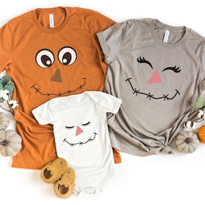 Scarecrow Face Tshirt, Halloween Matching Family Shirts, Matching Fall Shirts, Thanksgiving Family Group Shirts, Fall Autumn Harvest Shirts