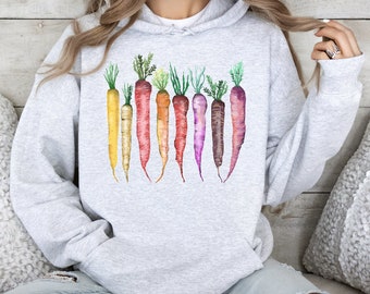 Carrot Hooded Sweatshirt, Vegetable Garden Hooded Sweatshirt, Food Shirt, Veggie Hooded Sweatshirt, Root Veggie Tee, Foodie Gift, Carrot Tee