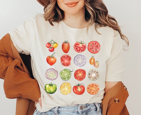 Tomato Tshirt, Veggie Shirt, Cottagecore Shirt, Tomato Girl Tee, Foodie Gardening Gift, Botanical Shirt, Farmers Market Shirt, Gardener Tee