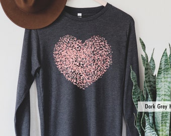 Valentine Heart Shirt, Valentine&#39;s Long Sleeve, Valentine&#39;s Day Shirts For Women, Cute Valentine&#39;s Tee, Teacher Gift Shirt