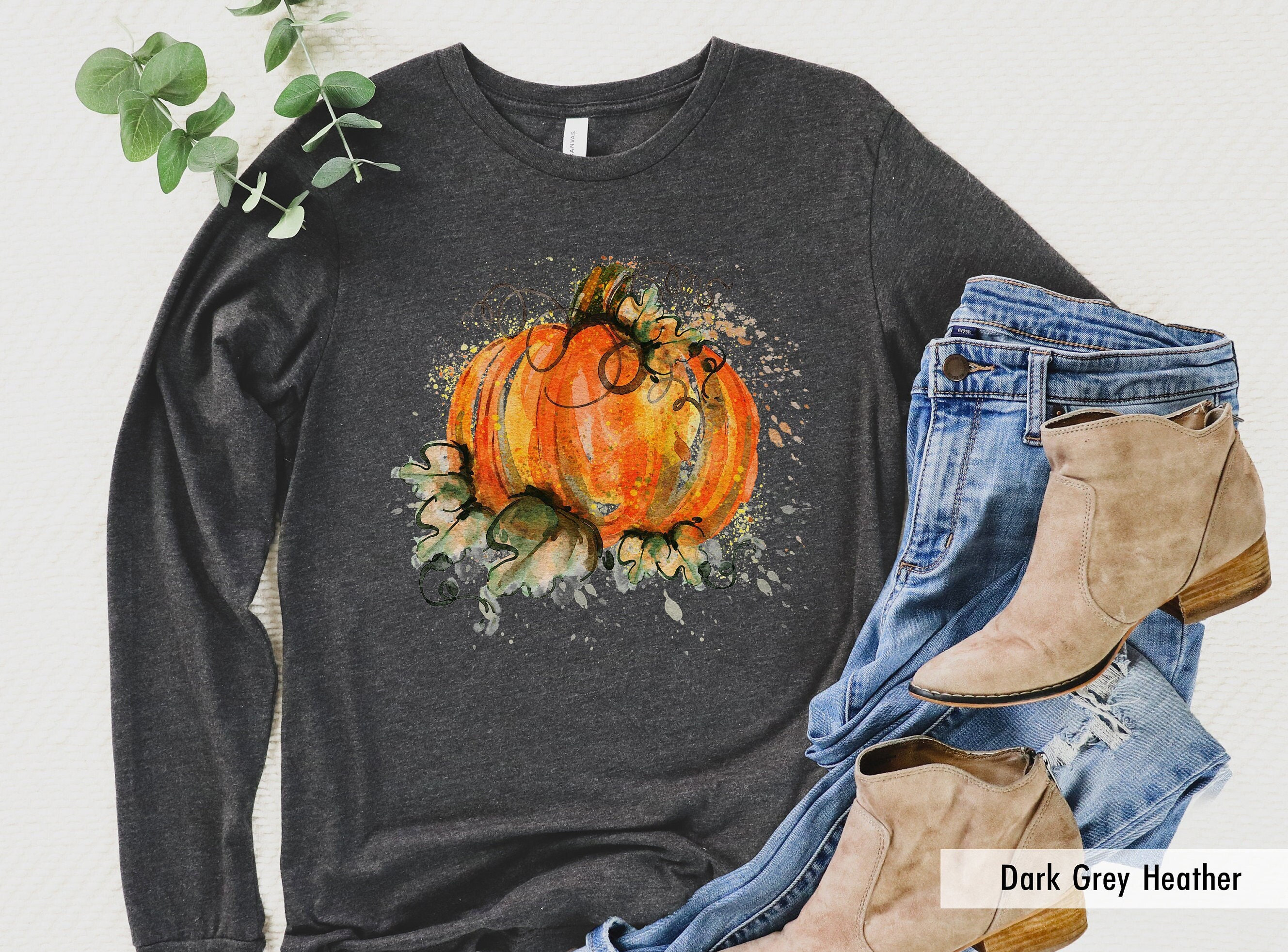 Orange Pumpkin Long Sleeve Tshirt Pumpkin Patch Tee Fall Long Sleeve Thanksgiving Shirt Autumn Harvest Long Sleeve Tee Cottagecore Fall Tee