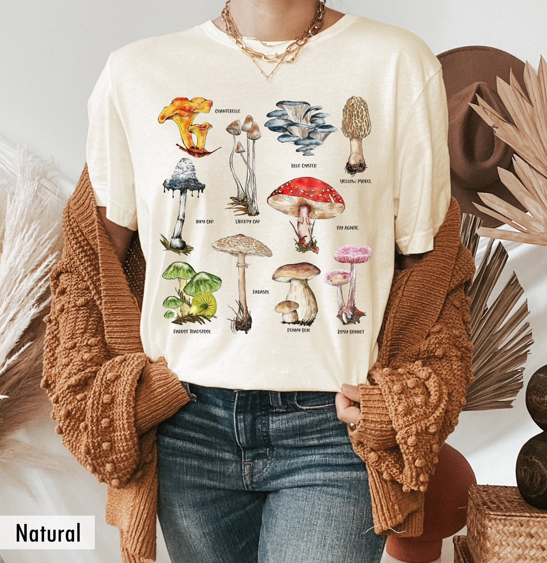 Plant Cute - Israel Tshirt Etsy Mushrooms Vintage Botanical Shirt Mushrooms