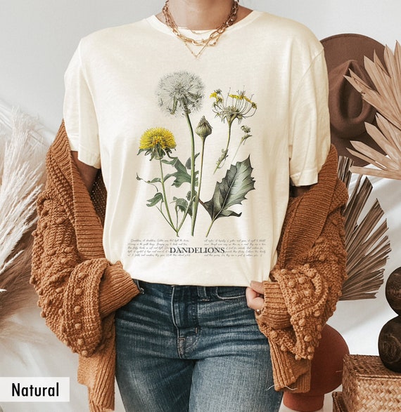 Dandelion Shirt, Inspirational Shirt, Meditation Gift, Yoga Shirt, Windflower Shirt, Shirt for Her, Botanical Shirt, Cottagecore Shirt