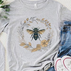 Bee Long Sleeve Shirt, Bee Botanical Shirt, Cute Bee Shirt, Bee Lover Tshirt, Wildflower Plant Shirt, Honey Bee Tee, Gift for Beekeeper