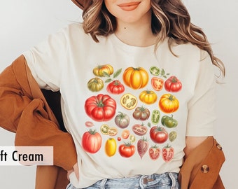Tomato Tshirt, Veggie Shirt, Cottagecore Shirt, Tomato Girl Tee, Foodie Gardening Gift, Botanical Shirt, Farmers Market Shirt, Gardener Tee