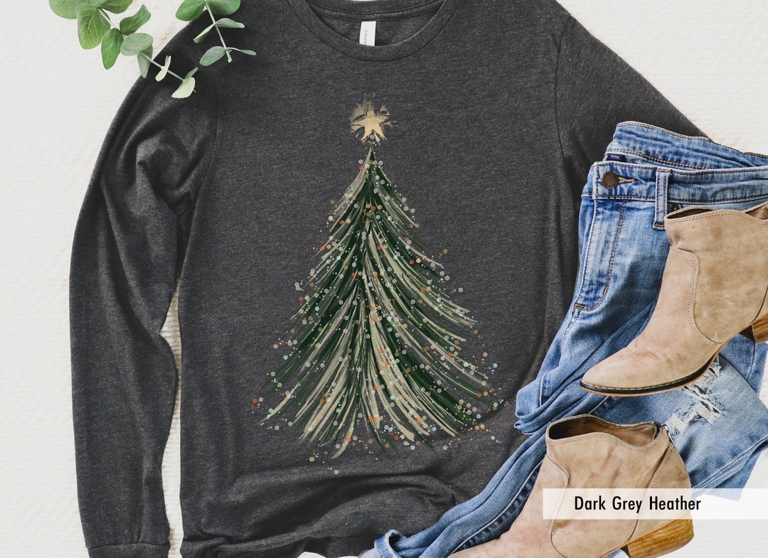 Christmas Tree Graphic Round Neck Long Sleeve T-Shirt