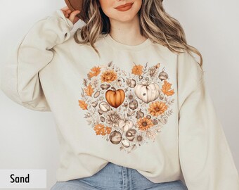 Fall Heart Sweatshirt, Fall Pumpkin Sweatshirt, Family Thanksgiving Sweatshirt, Teacher Fall Sweatshirt, Terracotta Flower Sweatshirt