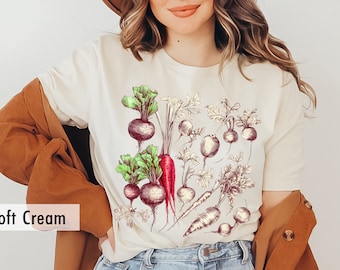 Veggie tshirt, Farmers Market Vegetable Shirt, Vegetable Garden T-shirt, Veggie Shirt, T-Shirt for Women, Root Veggie Clothing, Carrot tee