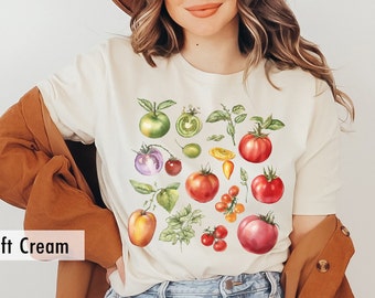 Tomato Tshirt, Veggie Shirt, Cottagecore Shirt, Tomato Girl Tee, Foodie Gardening Gift, Botanical Shirt, Farmers Market Shirt, Gardener Tee