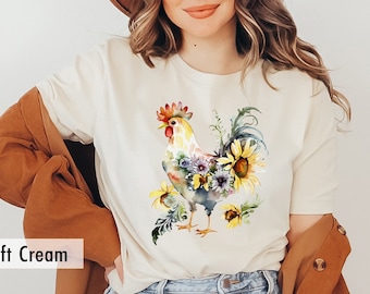 Floral Chicken Shirt, Women Chicken Shirt, Love Chickens, Mothers Day Chicken Shirt, Funny Farmer Shirt, Chicken Lover Shirt, Farm Tee