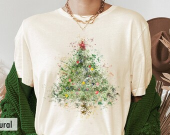 Christmas Tree Shirt, Christmas Shirts for Women, Holiday Shirts, Winter Shirt, Christmas Lights T Shirt, Christmas Gift, Chic Winter Shirt