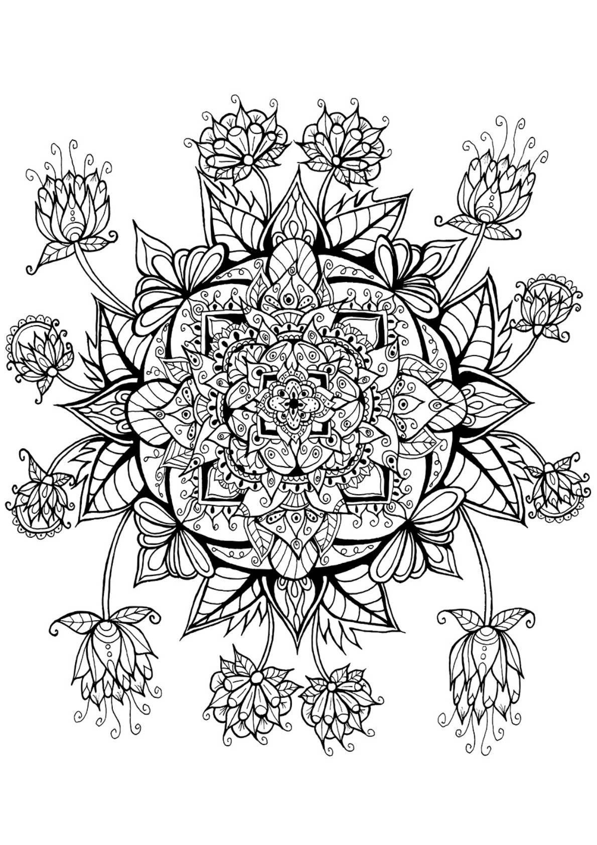 Floral coloring page 1 | Etsy