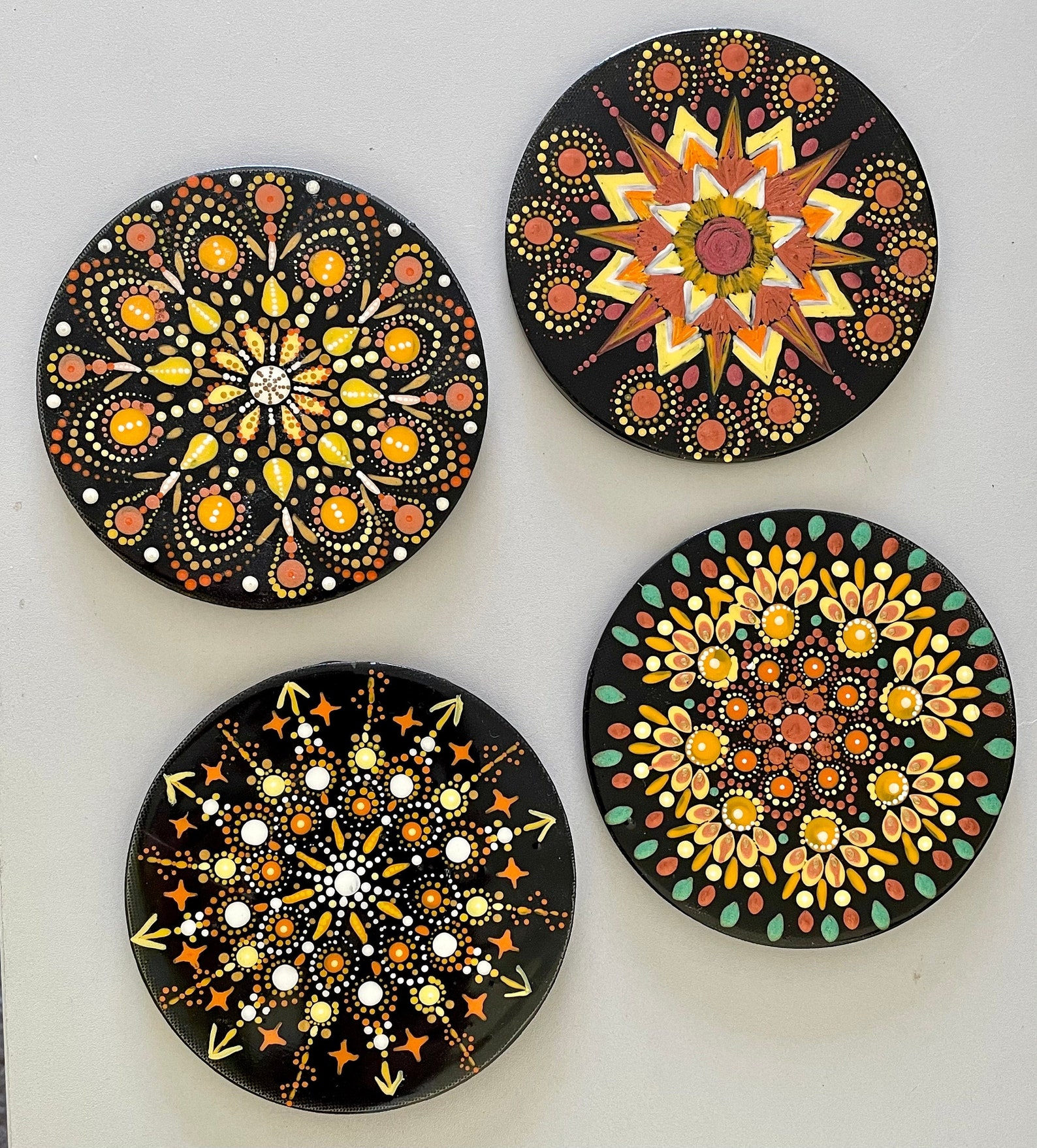 Set of 4 One of a Kind Glass Coasters Etsy