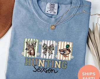 Comfort Colors Hunting Season Shirt, Camo Tee, Deer Hunter Gift