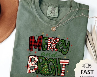 Comfort Colors Merry and Bright Christmas T-shirt