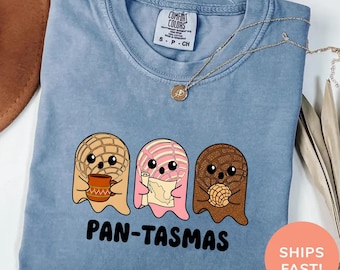 Comfort Colors Funny Pantasmas Ghost Pan Dulce, Cute Ghost Conchas Tees, Latina Shirt, Mexican Halloween T-Shirt, Halloween Gift For Woman