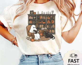 Ghost Book Reader Sweatshirt, Reading Tee Book lover gift Reading enthusiast book shirt ghost reader tee literature lover, Boo Sweatshirt