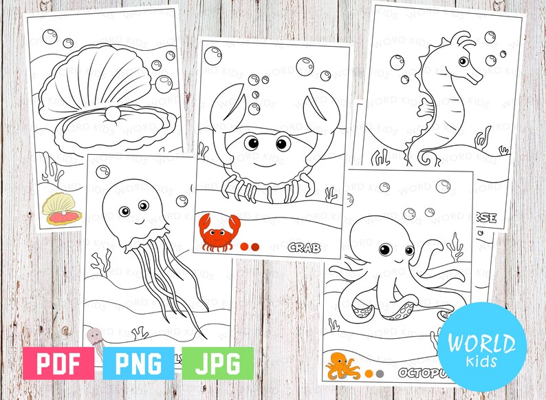 under the sea coloring printable coloring pages for kids etsy