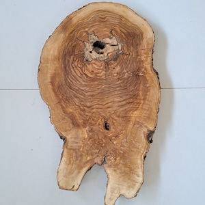 29&quot; Olive Live Edge Wood Slab live edge Olive burl Hole wood slice huge Wood Cookie Round Unfinished Raw Live Edge Log Wood Sanded Varnished