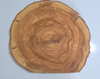 14&quot; Olive Wood Slice: Varnished Live Edge Slab, DIY Decor