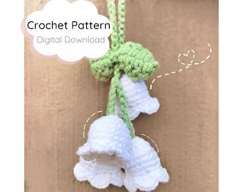Lily of the Valley Crochet PATTERN ~ Cute Hanging Car Accessory Flower Decoration - PDF and TEXT